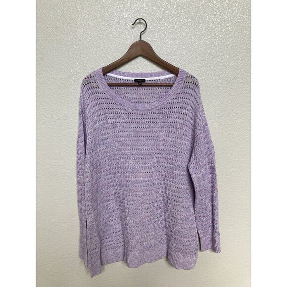 NWOT Talbots purple open knit tunic sweater 2x cozy lounge cotton beachy stretch - Picture 1 of 5